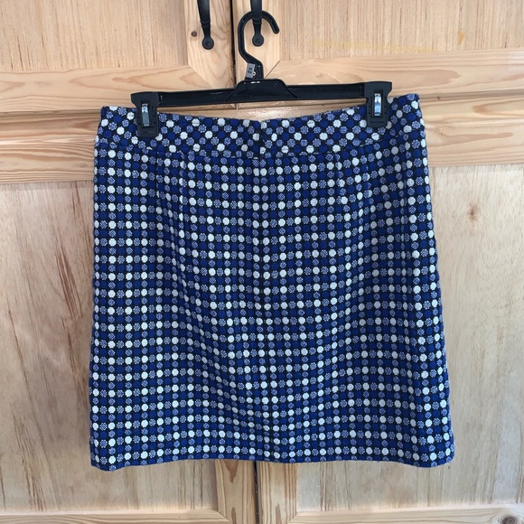 Talbots blue polka dots lined wool tweed coed career business skirt size 14 - Picture 2 of 3